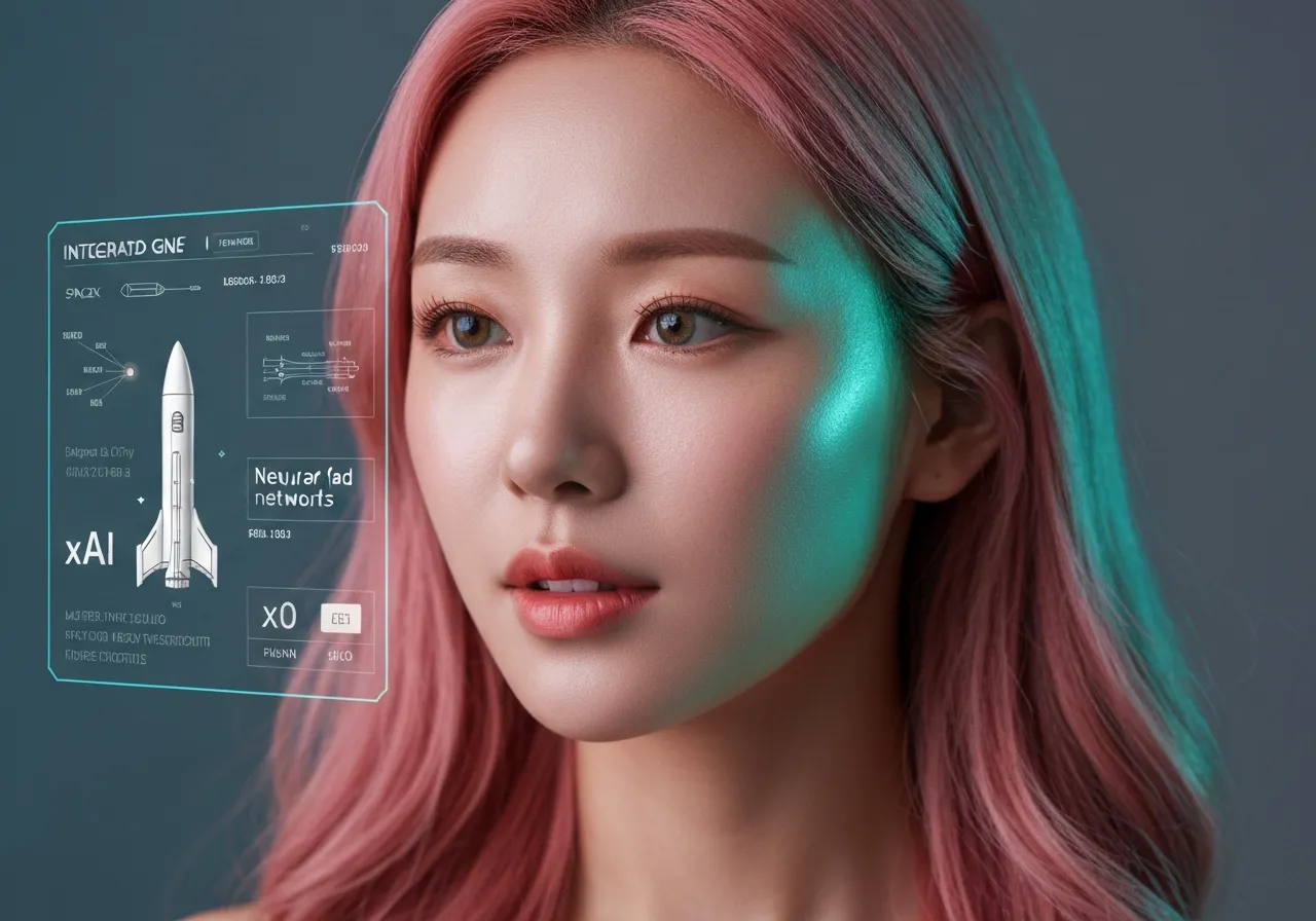 일론 머스크의 스페이스X와 xAI 합병 소식을 분석하는 루미의 모습