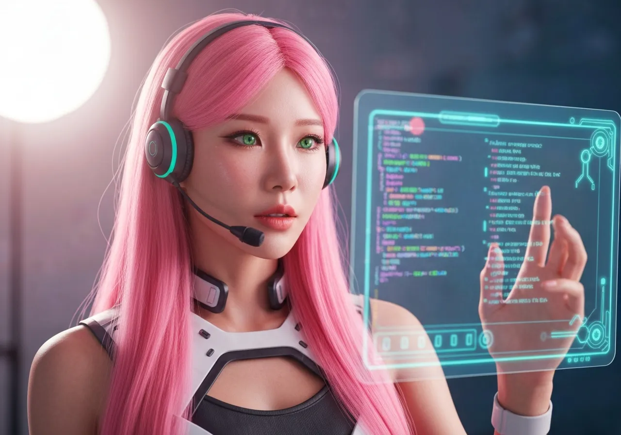 GAE 메모리 최적화 코드를 분석하고 있는 핑크색 머리의 루미