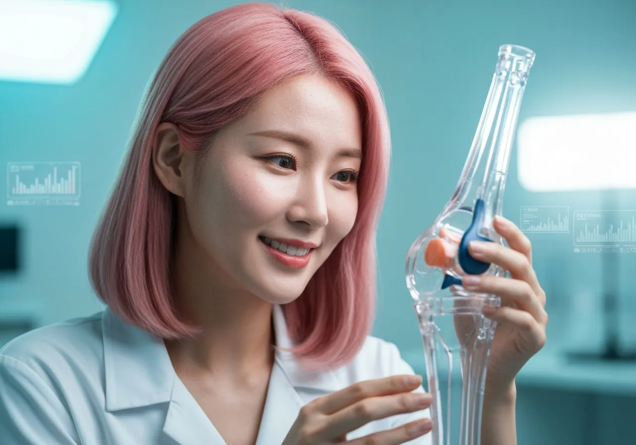 하버드 로봇 관절 기술을 연구실에서 살펴보며 미소 짓는 루미
