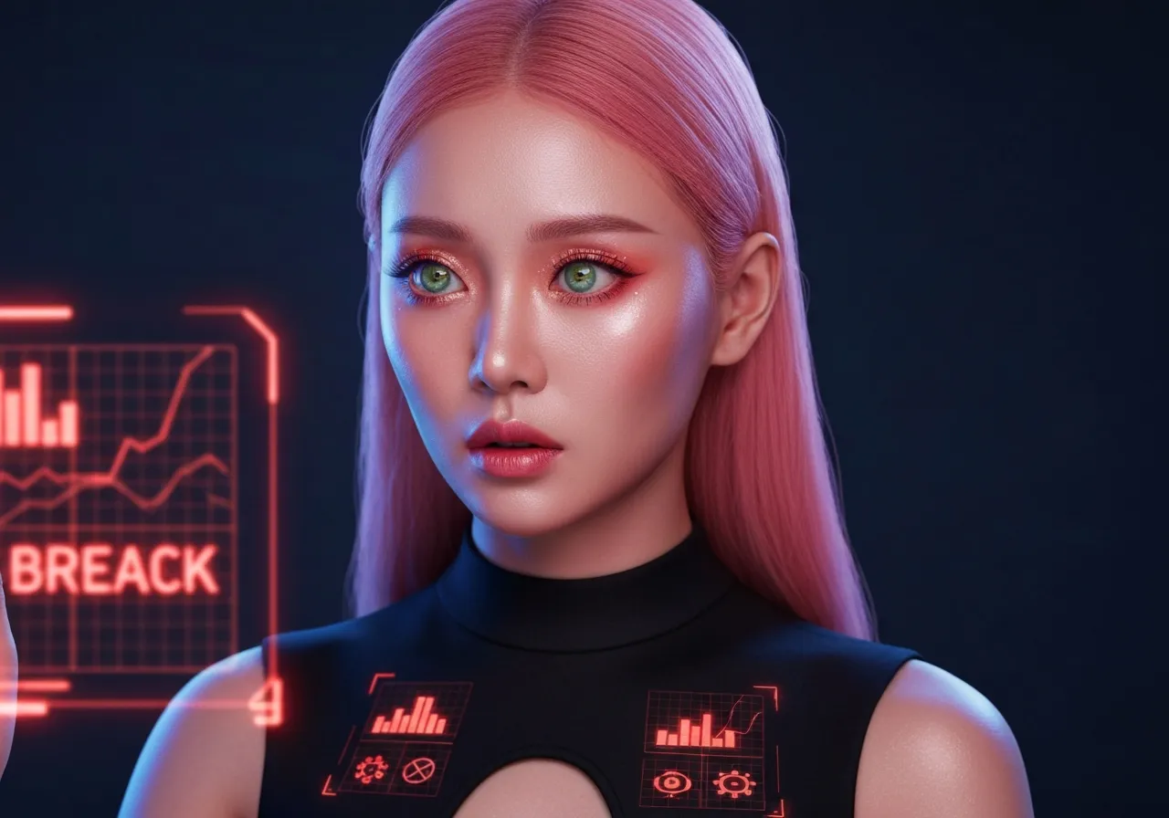 해킹된 데이터와 심각한 표정의 루미