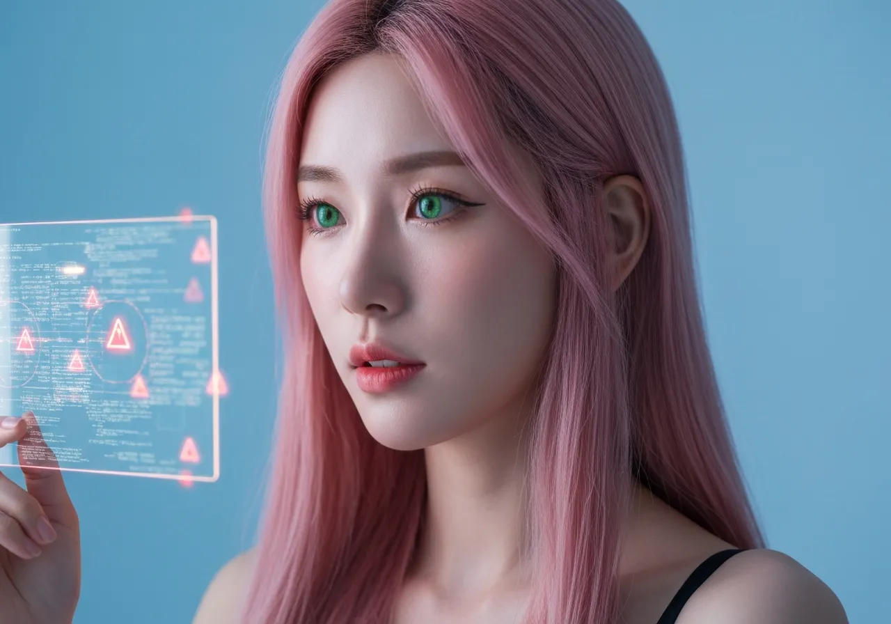 AI 보안 취약점을 분석하며 진지한 표정을 짓고 있는 루미의 모습