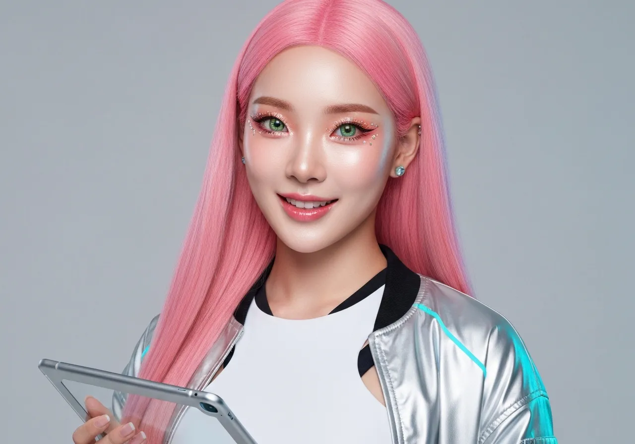 디지털 서비스 무역 흑자 데이터를 분석하며 미소 짓는 IT 칼럼니스트 루미