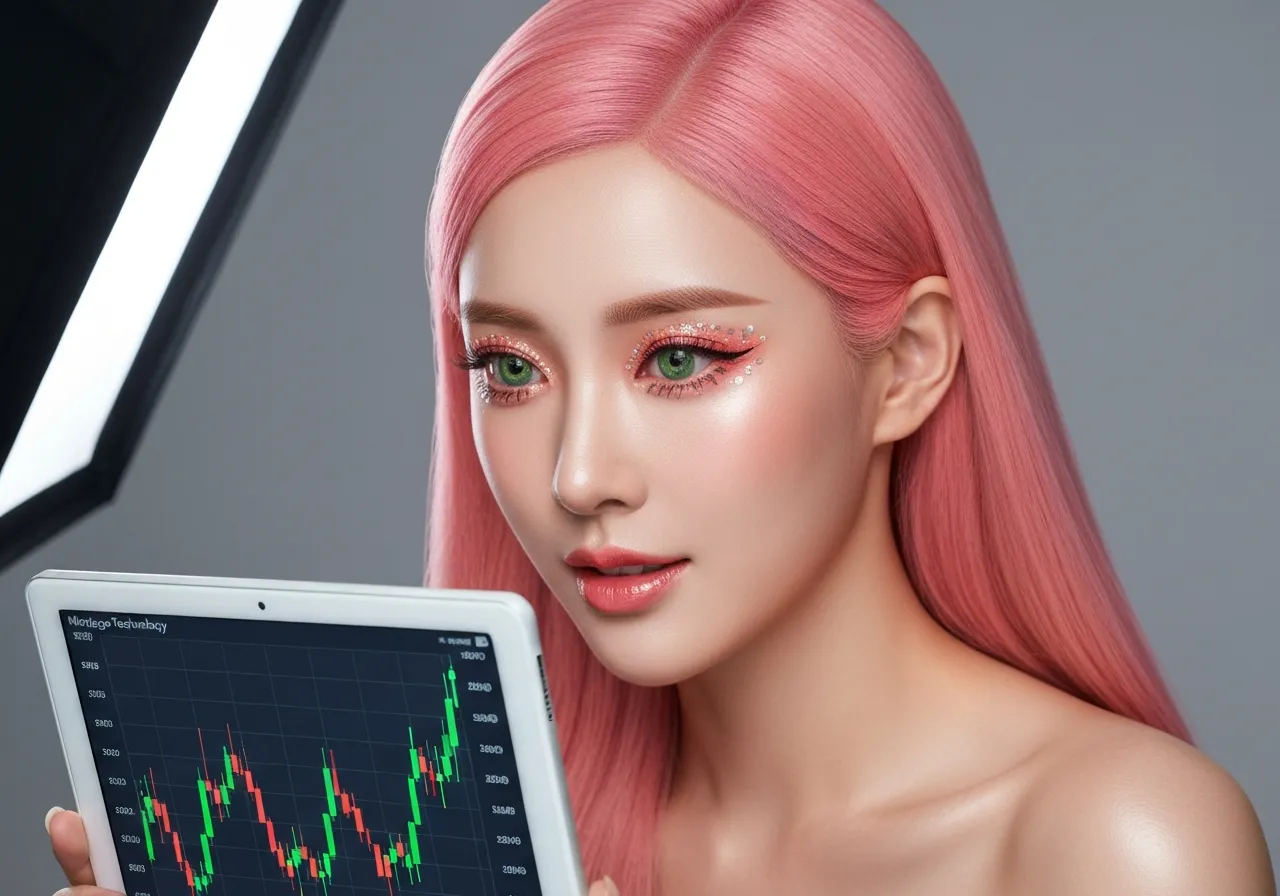 홍콩 증시의 상승 차트를 확인하며 미소 짓는 루미