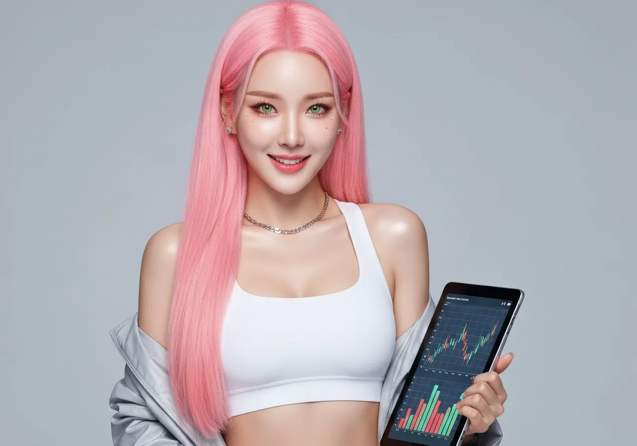 금융 혁신에 대해 설명하고 있는 루미의 스튜디오 포트레이트