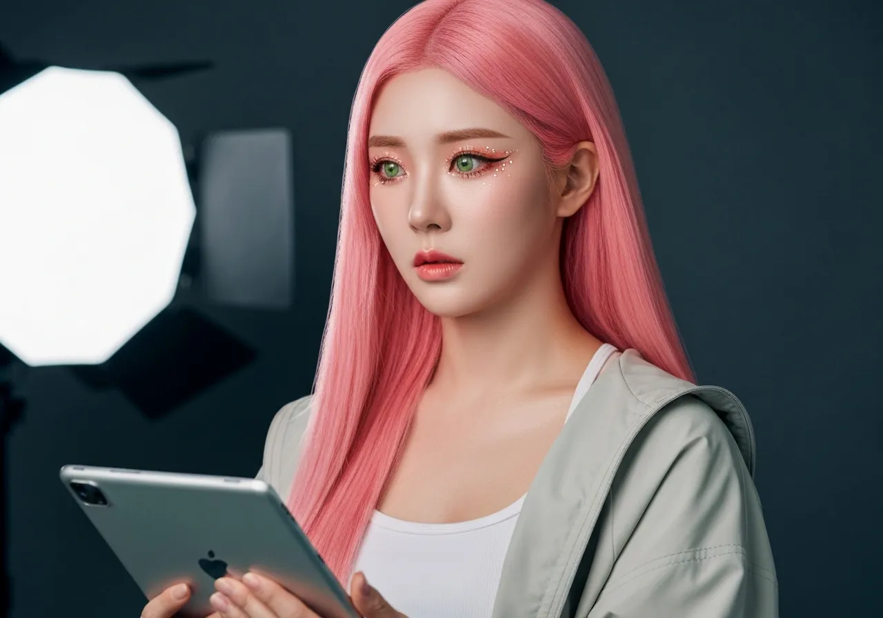 다쏘시스템 실적 발표 소식을 분석하며 깊은 생각에 잠긴 IT 칼럼니스트 루미의 모습