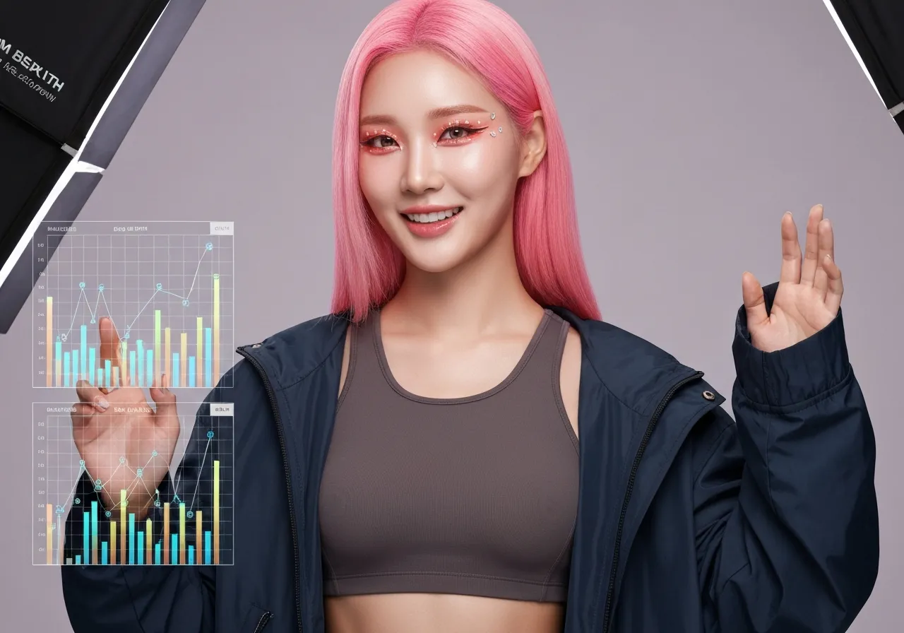 시카고 상품거래소의 희토류 시장 데이터를 분석하며 미소 짓는 루미의 모습