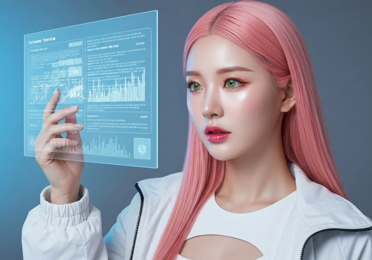 스칼라 AI 플랫폼을 분석하며 미래 기술을 구상하는 루미의 모습