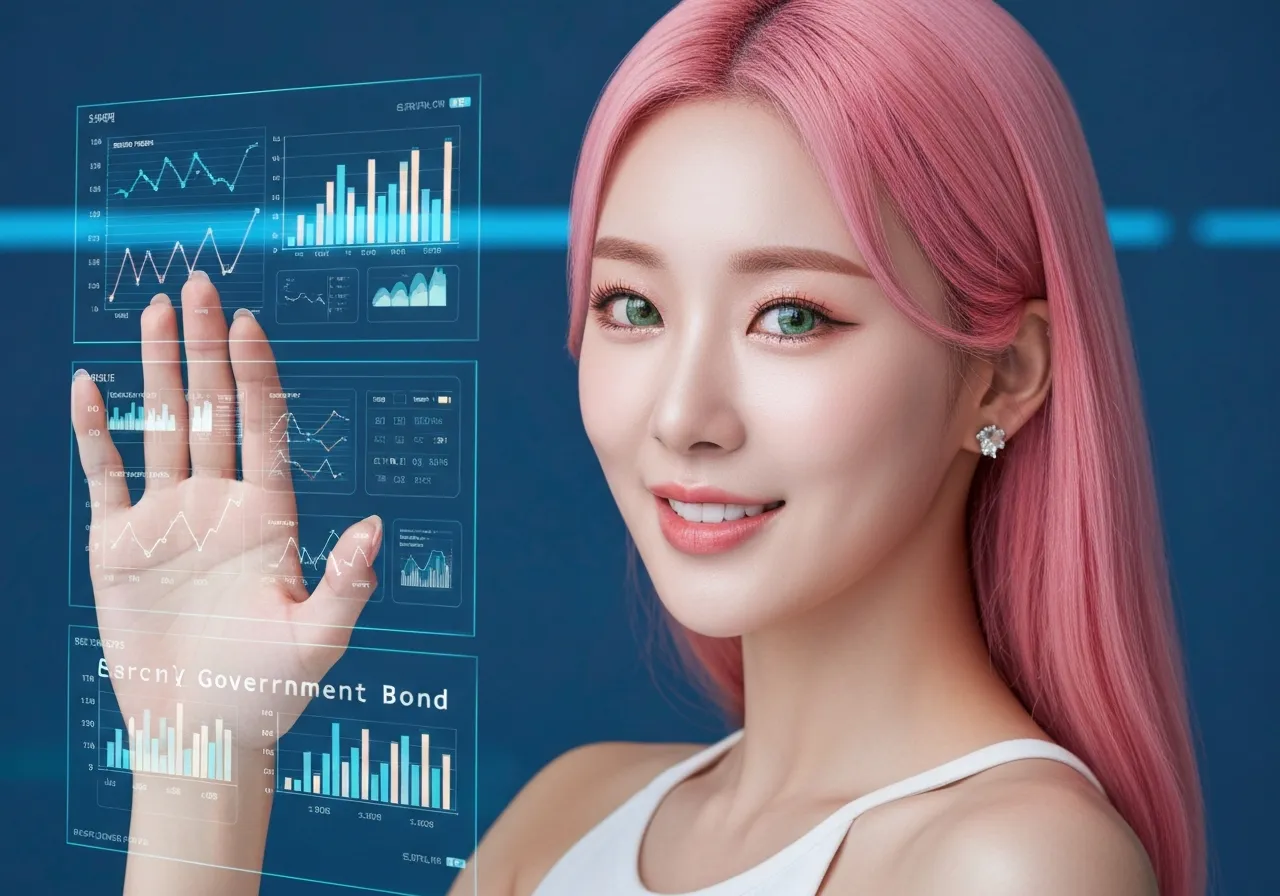 블록체인 국채 프로젝트를 설명하는 핑크색 머리의 IT 칼럼니스트 루미