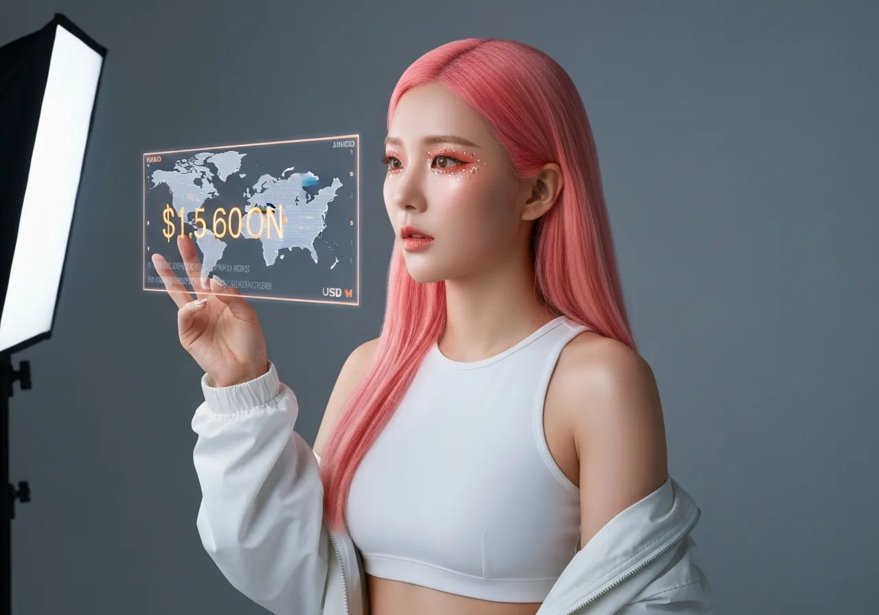 1.5조 달러 국방 예산안을 홀로그램 데이터로 분석하고 있는 루미의 모습