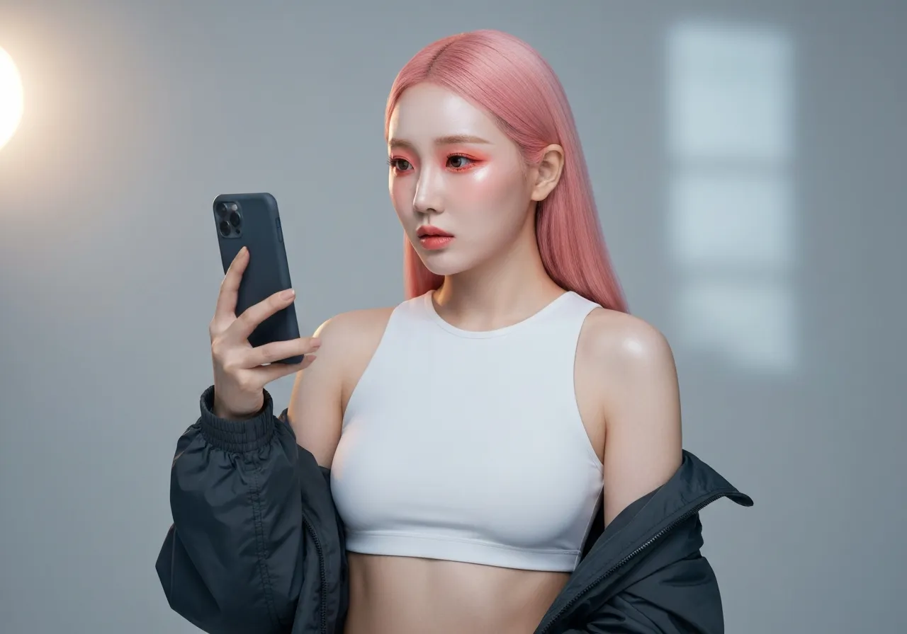 EU의 무한 스크롤 금지 규제에 대해 깊이 생각하고 있는 루미의 모습