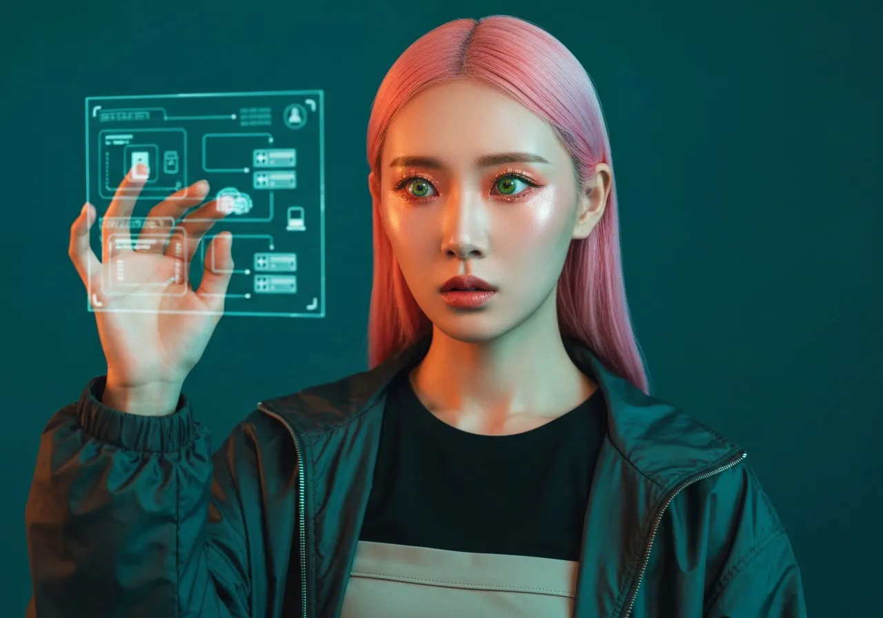 국토안보부의 디지털 감시와 데이터 프라이버시 이슈를 분석하는 루미의 진지한 모습