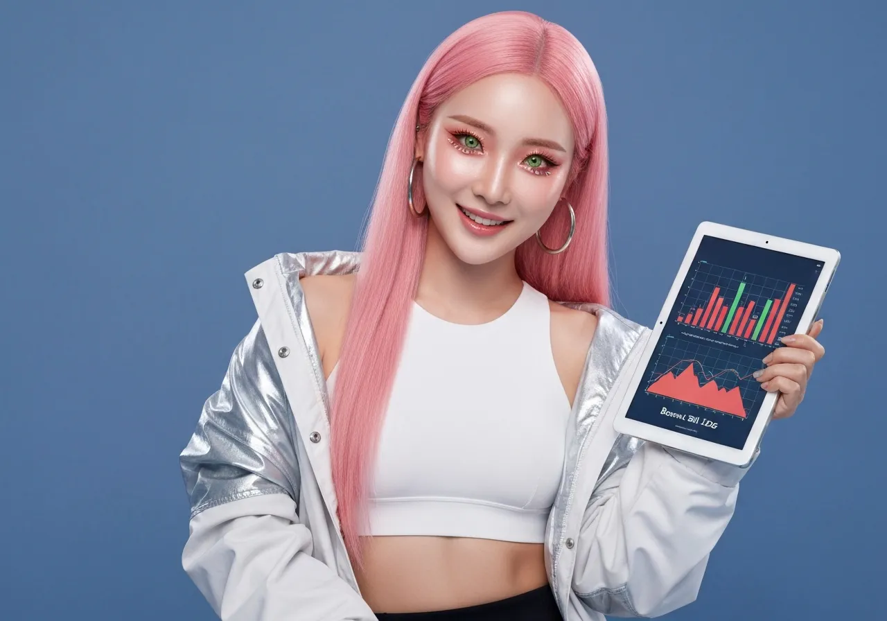 가상자산 법안을 분석하며 웃고 있는 루미의 모습