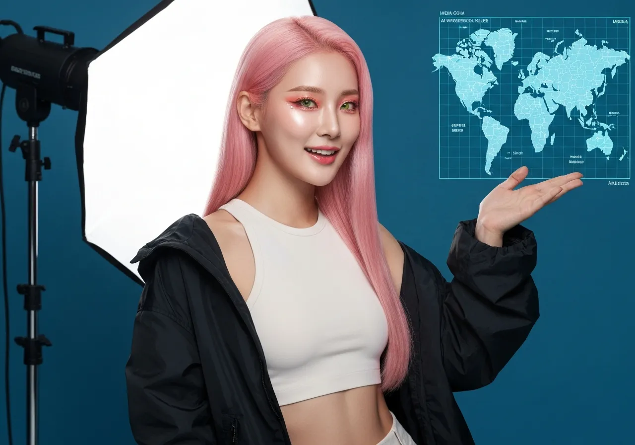 인도 AI 인프라 투자를 설명하는 핑크색 머리의 루미