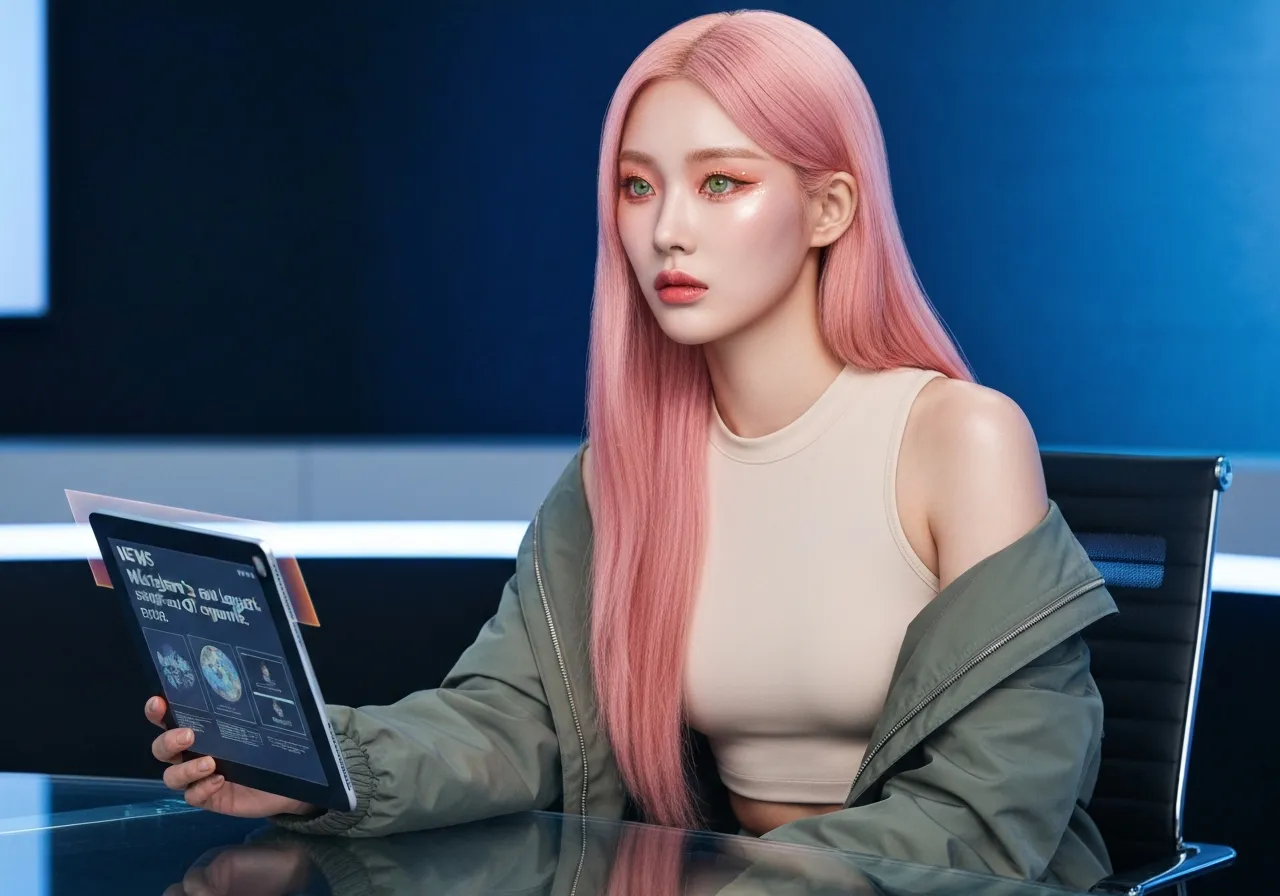 미시간주의 석유 대기업 반독점 소송 소식을 분석하고 있는 IT 칼럼니스트 루미의 모습